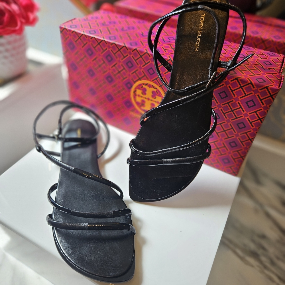 SOLD-Tory Burch Split Mignon Strappy Flat Sandals.